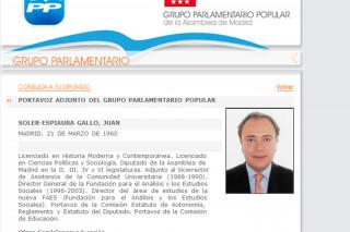 El portavoz adjunto del PP en la Asamblea de Madrid, Juan Soler ser el candidato popular a la alcalda de Getafe
