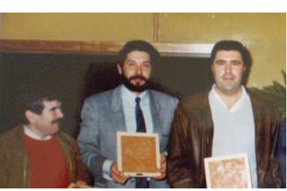 Pedro Castro, Fernando Abad y Jose Quintana a finales de los 80 los estudios de Cadena SER Madrid Sur.