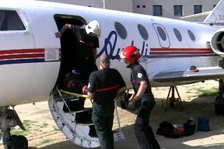 Bomberos de Castellón hacen prácticas de emergencias en aeropuertos en la URJC de Fuenlabrada 
